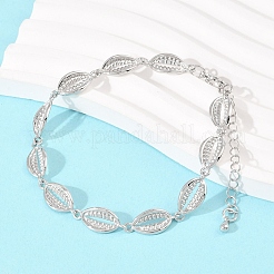 Bracciali a catena in ottone a forma di conchiglia di ciprea per donna&nbsp;BJEW-K248-07B-P