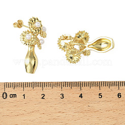 Aretes de perla de imitación de plástico de latón&nbsp;EJEW-G438-01G-02