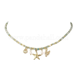 Collana da donna con ciondolo a forma di conchiglia di stella marina in ottone e lega&nbsp;NJEW-JN06418
