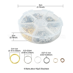 60g 6 Stile DIY Messing & Eisen offene Biegeringe&nbsp;DIY-FS0004-11