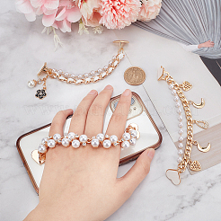3 Stück 3 Stil Perlen Kunststoff Perlen Charms Gliederkette Handyhülle Doppelkettenband Set&nbsp;AJEW-WR0001-42