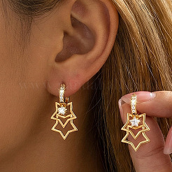 Boucles d'oreilles créoles pendantes en alliage et strass&nbsp;WG072DE-04