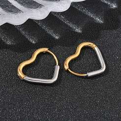 Pendientes de aro de dos tonos de acero inoxidable 304&nbsp;EJEW-P313-01A-G