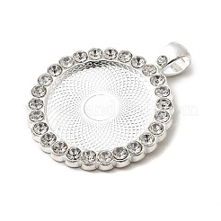 Impostazioni piane rotonde rhinestone della lega ciondolo cabochon&nbsp;X-ALRI-T351-01S