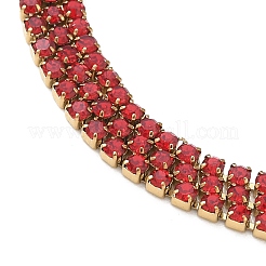 Bracelets multi-rangs en acier inoxydable 304 avec strass et chaîne à coupelles pour femmes&nbsp;BJEW-P376-01G-03A