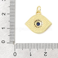 Pendentifs en laiton sertis de micro-pavés de zircone cubique bleu foncé et de coquillage blanc naturel&nbsp;CU-CBA6938-01G-01