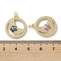 Pendenti in zirconi cubici trasparenti in micro pavè di ottone&nbsp;KK-C045-26G