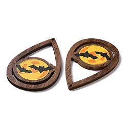 Thème halloween simple face imprimé bois de tremble gros pendentifs&nbsp;WOOD-G015-05G