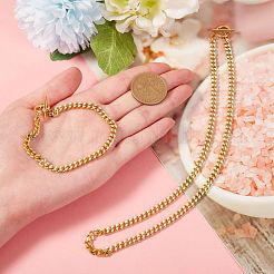 Ensembles bracelet gourmette en laiton et collier gourmette&nbsp;SJEW-SZ0001-011B