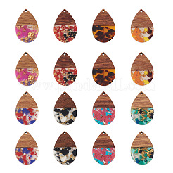 16 pièces 8 styles pendentifs en résine transparente et bois de noyer&nbsp;RESI-BT0001-30