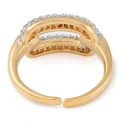 Bague ovale en laiton avec micro pavé de zircons cubiques transparents&nbsp;RJEW-Q819-28G
