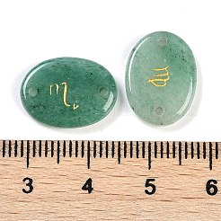 12 stücke 12 arten zwölf konstellation natürliche grüne aventurin flache oval Verbinder stecker charms&nbsp;G-K359-05A