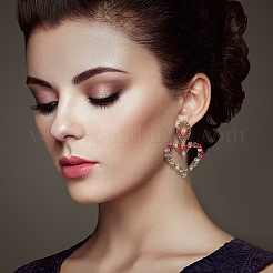 2 par de pendientes colgantes con forma de corazón hueco con rhinestone de 2 colores&nbsp;EJEW-FI0001-13