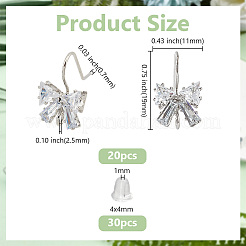20 Stück Ohrhaken aus Messing mit Mikropflaster und klaren Zirkonia&nbsp;ZIRC-GO0001-02