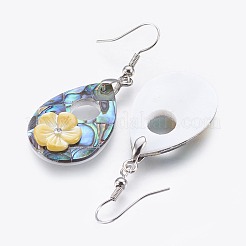 Orecchini pendenti conchiglia abalone / paua shell&nbsp;EJEW-P148-10-01