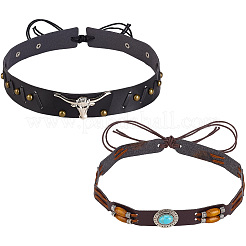 2 fascia per cappello in 2 stili in pelle PU e poliestere&nbsp;AJEW-GF0013-67