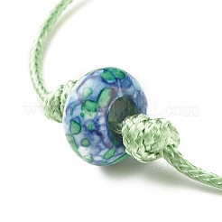 Pulsera de cordón con cuentas de rondelle de jade blanco océano natural (teñido)&nbsp;BJEW-JB08057