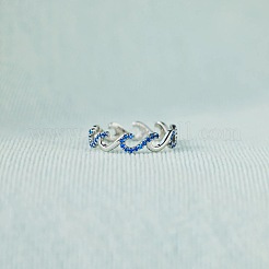 Wellenförmige 925 Sterling Silber Micro Pave Zirkonia Fingerringe&nbsp;FS-WGA19D0-03