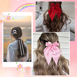 6 Stile Haarspangen aus Polyester mit Schleife&nbsp;PHAR-SP0001-22B
