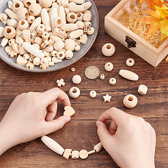 180pcs 18 Arten natürliche Holzperlen&nbsp;WOOD-PH0002-38