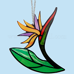Décoration pendentif en acrylique teinté de fleur d'oiseau de paradis&nbsp;HJEW-WH20003-24C