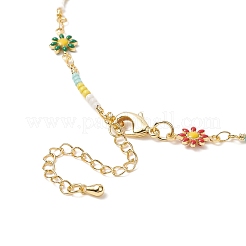 Handgefertigte Blumen-Gliederkette aus Messing für Damen&nbsp;NJEW-JN04266