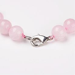 Naturel rose de perles de quartz colliers&nbsp;NJEW-F138-8mm-05