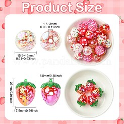 45 Stück 9 Stile Kunststoff runde Perle & Acryl Perlen Erdbeere Kits&nbsp;MACR-CJ0002-46