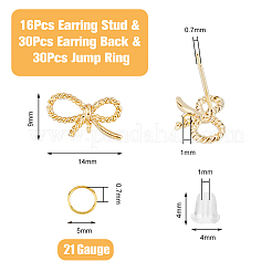 16 Stück Messing-Ohrstecker mit Schleife&nbsp;DIY-DC0002-19