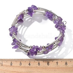Natürliche Amethyst-Chip-Warp-Armbänder&nbsp;X-BJEW-JB01517-02
