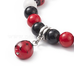 Braccialetto elasticizzato con perline rotonde in pietra mista naturale e sintetica&nbsp;BJEW-TA00185