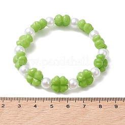 Kleeblatt-Armbänder aus Acryl und Imitationsperlen für Mädchen&nbsp;BJEW-JB13537