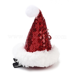 Pailletten Weihnachtsmütze Polyester Alligator Haarspangen für Frauen Mädchen&nbsp;AJEW-M012-03A