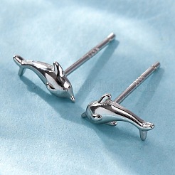 925 Ohrstecker in Delfinform aus Sterlingsilber&nbsp;EJEW-R015-01P
