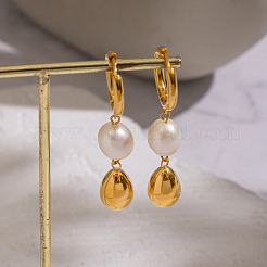 Boucles d'oreilles créoles en acier inoxydable 304 en forme de larme&nbsp;YQ2416