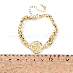 Messing-Gliederarmbänder mit Mikropflaster und klaren Zirkonia für Damen&nbsp;BJEW-G769-01G