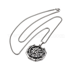 201 Edelstahl-Halsketten mit Wikinger-Pentagramm-Anhänger für Männer&nbsp;NJEW-S440-17AS