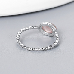 Ovale 925 Sterling Silber mit natürlichen Erdbeerquarz Manschettenringe&nbsp;FS-WGA8A26-01