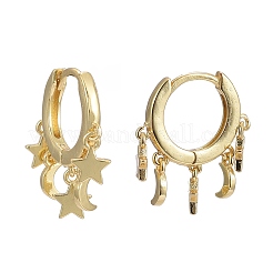 Latón pendientes de aro Huggie&nbsp;EJEW-K083-44G