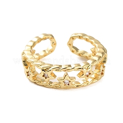 Offene Manschettenringe aus Messing mit Mikropflaster und Zirkonia für Damen&nbsp;RJEW-U026-02G-03