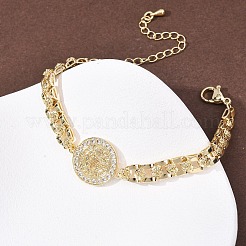 Messing-Gliederarmbänder mit Mikropflaster und klaren Zirkonia für Damen&nbsp;BJEW-G769-01G