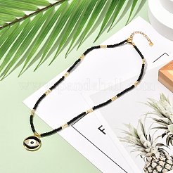 Collana con ciondolo in micro pavé di zirconi cubici in ottone malocchio per donna ragazza&nbsp;NJEW-JN03692