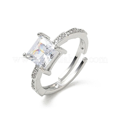 Anillos de latón y circonita cúbica transparente&nbsp;CU-CBA7E55-09P