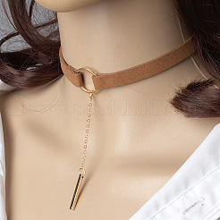 Schwarze Samt-Choker-Halskette mit rechteckigem Anhänger aus Messing und Eisen für Damen&nbsp;FS-WGDB652-02