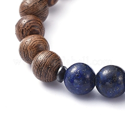 Bracelets extensibles en perles de bois naturel&nbsp;BJEW-JB05231-03