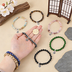 12 pulsera de cuentas redondas de piedras preciosas de 12 colores&nbsp;BJEW-PH02034