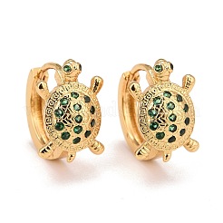 Aretes de aro con circonitas cúbicas de latón chapado en oro real de 18k&nbsp;EJEW-C012-05