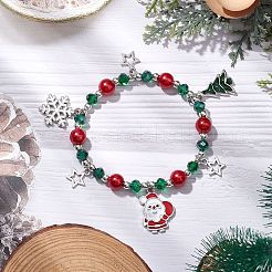 Braccialetti di perline di vetro a tema natalizio&nbsp;BJEW-JB11202