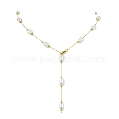 Colliers en acier inoxydable 304 et plastique ABS avec pompon de perle pour femmes&nbsp;NJEW-JN06290-02
