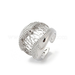 Anillos abiertos de circonita cúbica transparente con micro pavé de latón para mujer&nbsp;RJEW-A059-05P